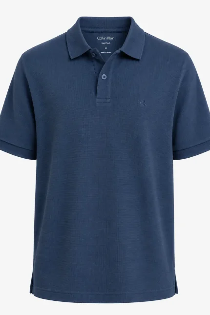 CAMISERO CK AZUL MARINO REGULAR FIT TEXTURIZADO - S